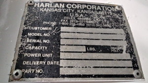 2002 Harlan HTLPAG 80 data plate